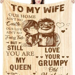 To My Wife Beige Wood-Grain Sentiment Throw Blanket